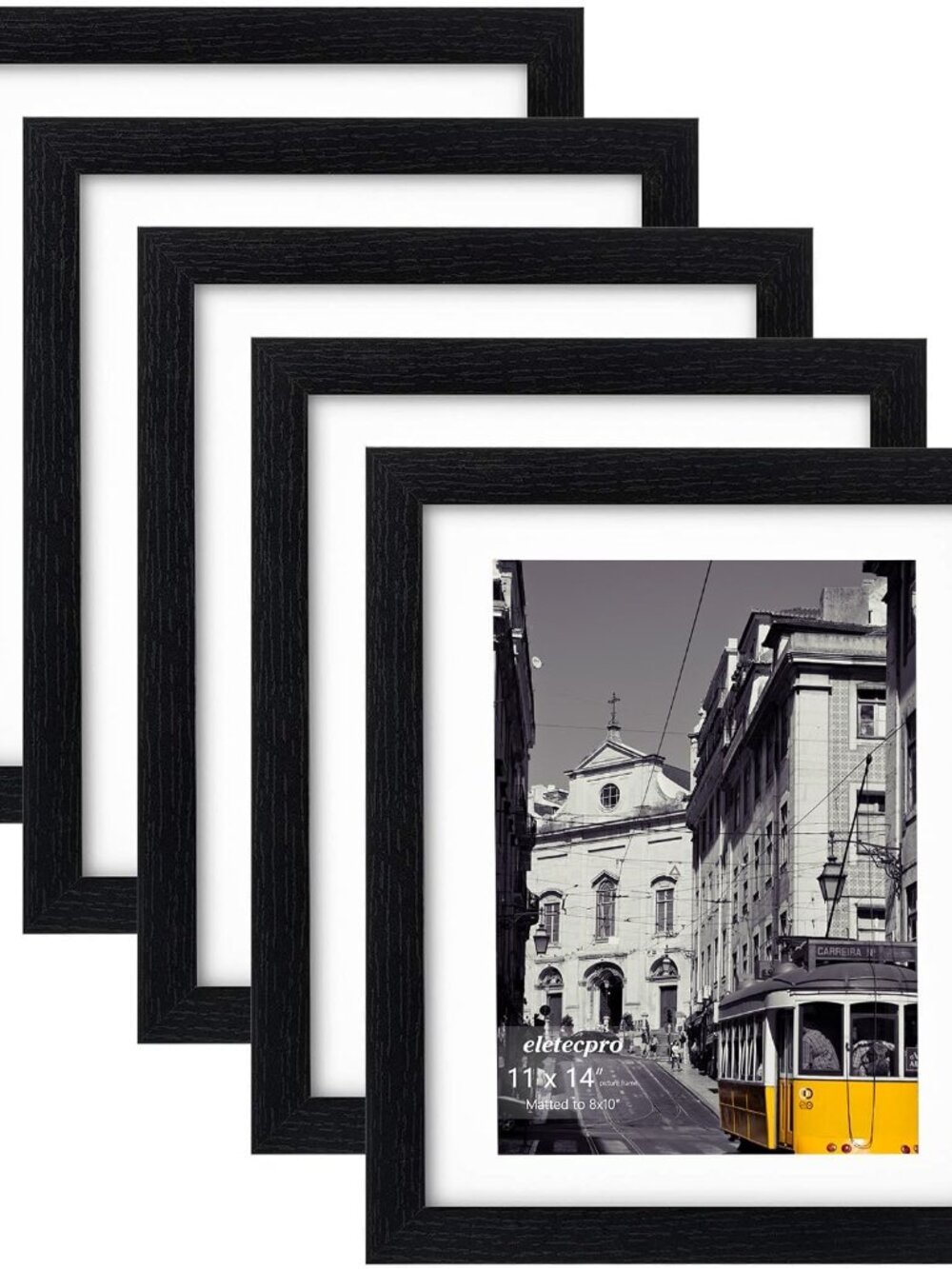 11x14 Picture Frames, Acrylic Cover, Black, Set of 5